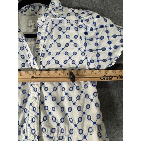 Alexis x Target Dress Women XXS Blue Short‎ Sleeve Tulip Eyelet Embroidered - Picture 4 of 7